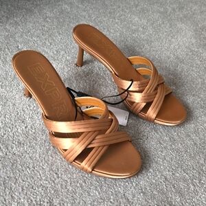 Express tan satin sandals size 6.5 NWT